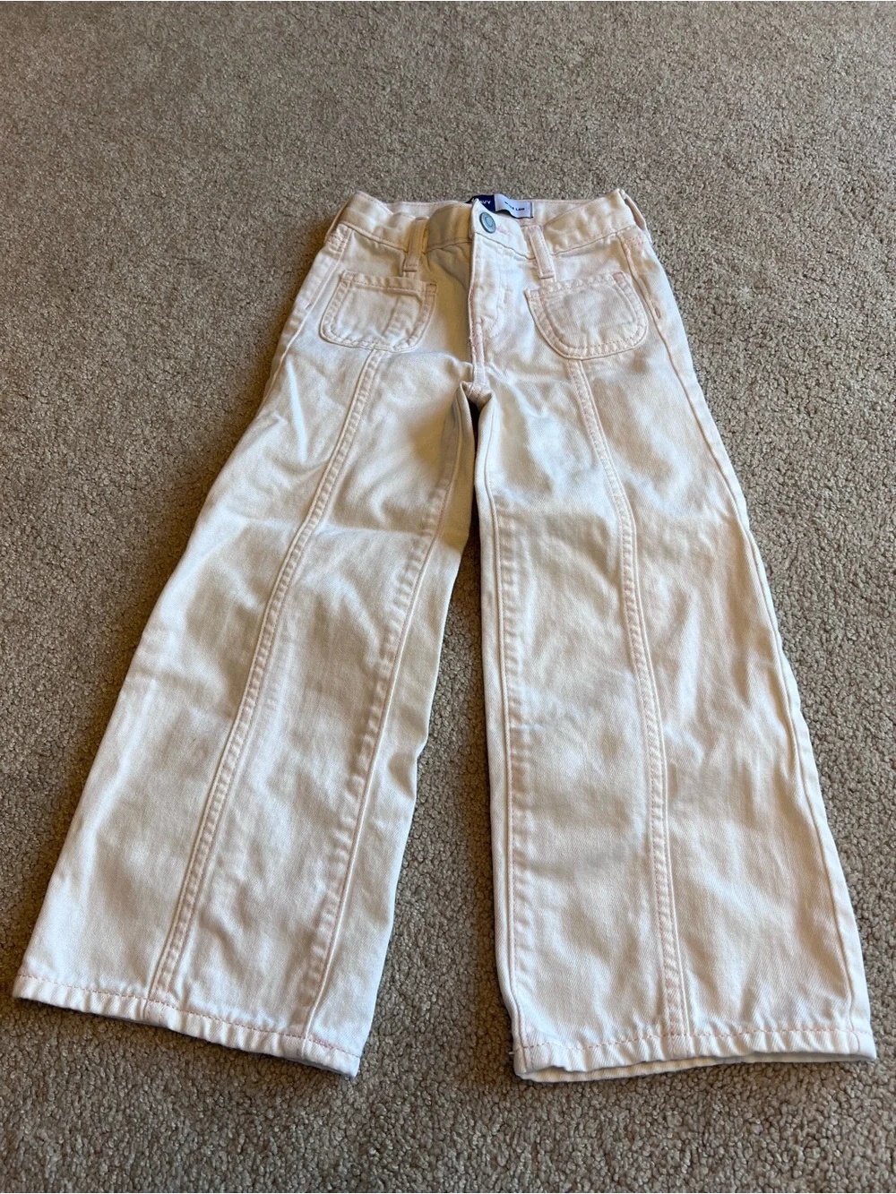 Wide Leg Girl’s Jeans in Cream - Size 5T